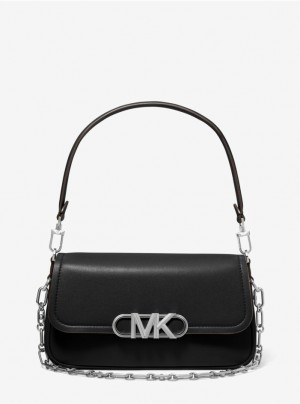 Black Michael Kors Parker Medium Leather Women's's Shoulder Bags | WQHV43795