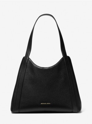 Black Michael Kors Rosemary Large Pebbled Leather Women's's Shoulder Bags | ZKIF01947