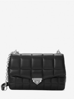 Black Michael Kors SoHo Extra-Large Quilted Leather Women's's Shoulder Bags | KBRQ75483