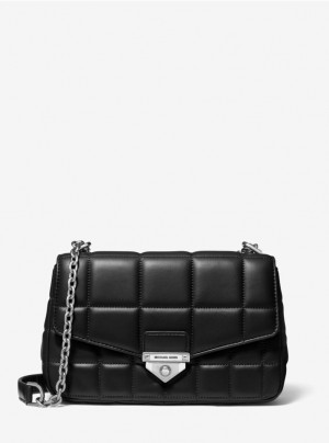 Black Michael Kors SoHo Large Quilted Leather Women's's Shoulder Bags | CHYL04781