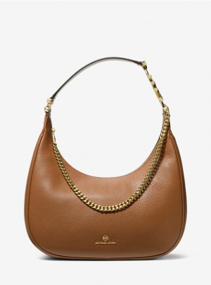 Brown Michael Kors Piper Large Pebbled Leather Women's's Shoulder Bags | KCYW42135