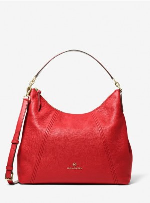 Red Michael Kors Sienna Large Pebbled Leather Women's's Shoulder Bags | VHBQ40691