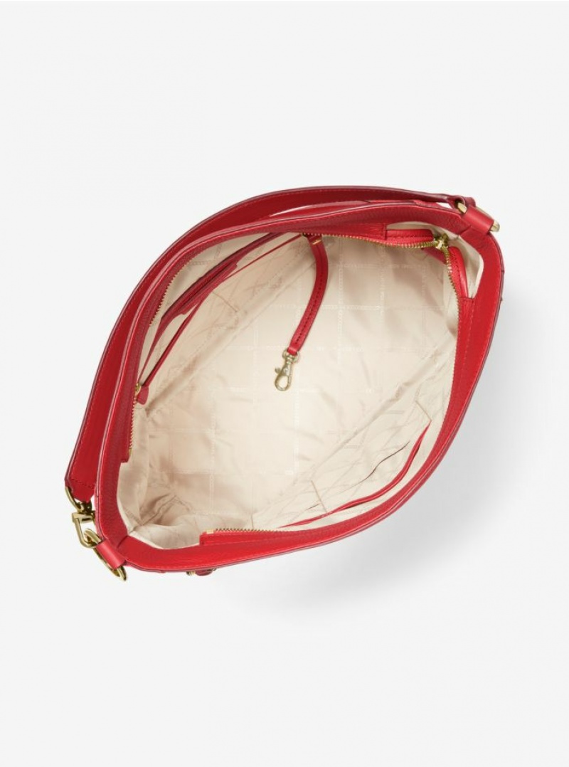 Red Michael Kors Brooklyn Large Pebbled Leather Women's's Shoulder Bags | TSAZ52798